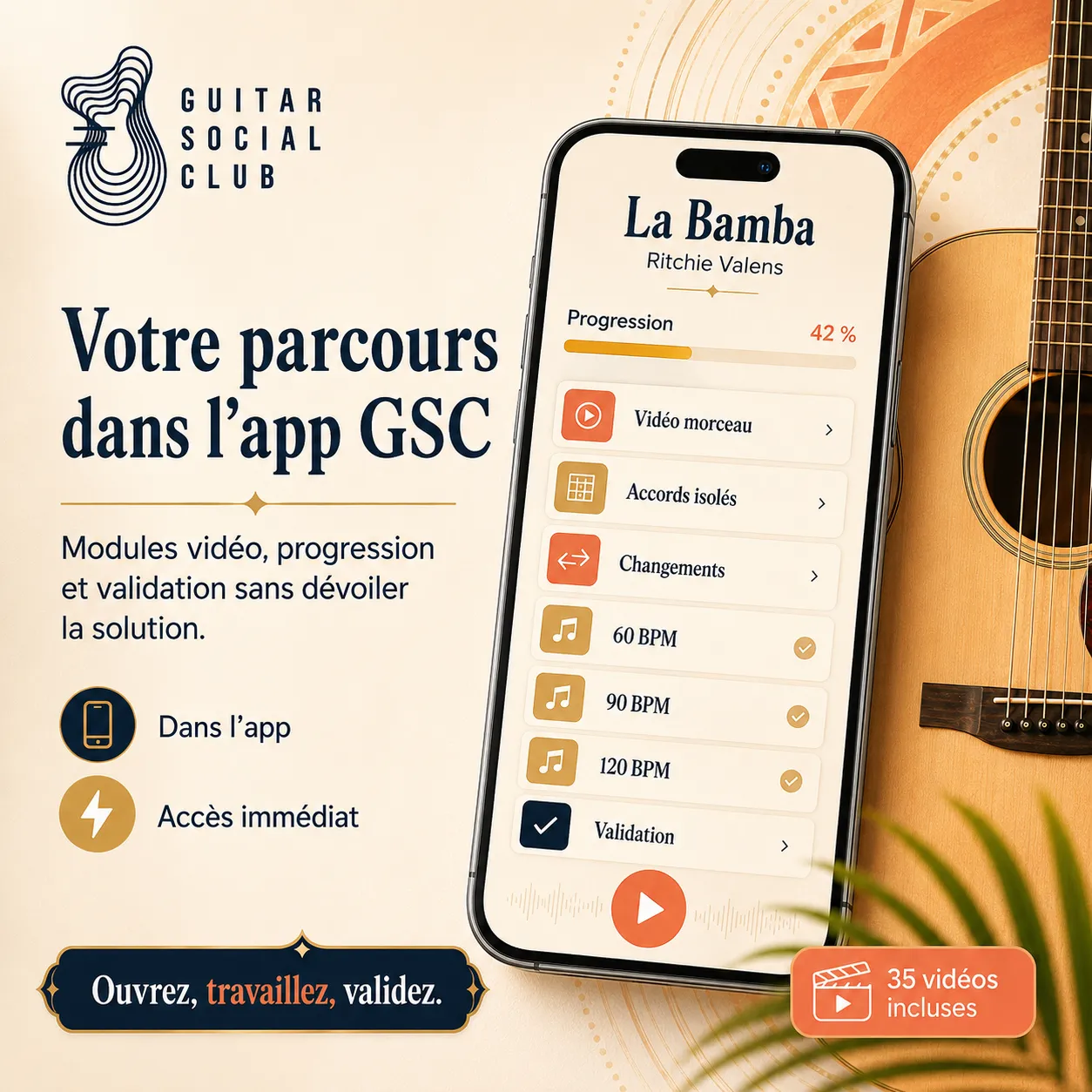 Ambiance latine lumineuse avec motifs circulaires pour La Bamba sans pochette ni artiste