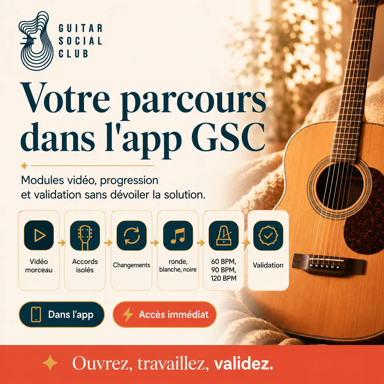 Mockup app Guitar Social Club du parcours Mrs. Robinson (capo 2)