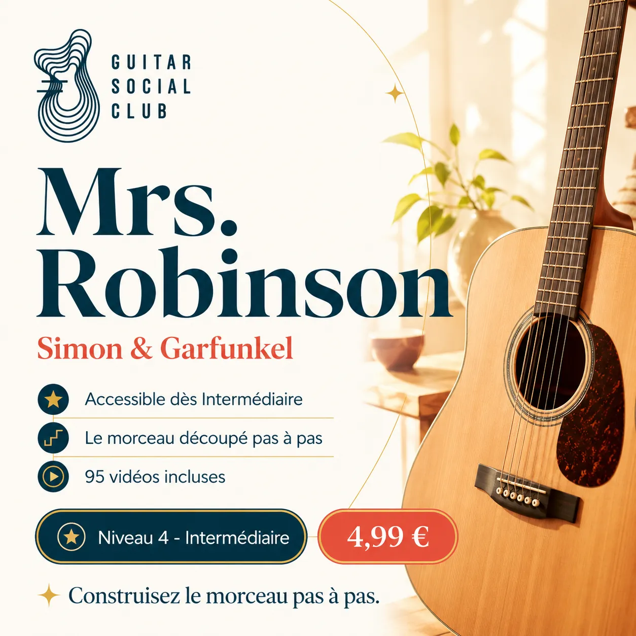 Couverture boutique lumineuse du morceau Mrs. Robinson - Simon & Garfunkel pour Guitar Social Club
