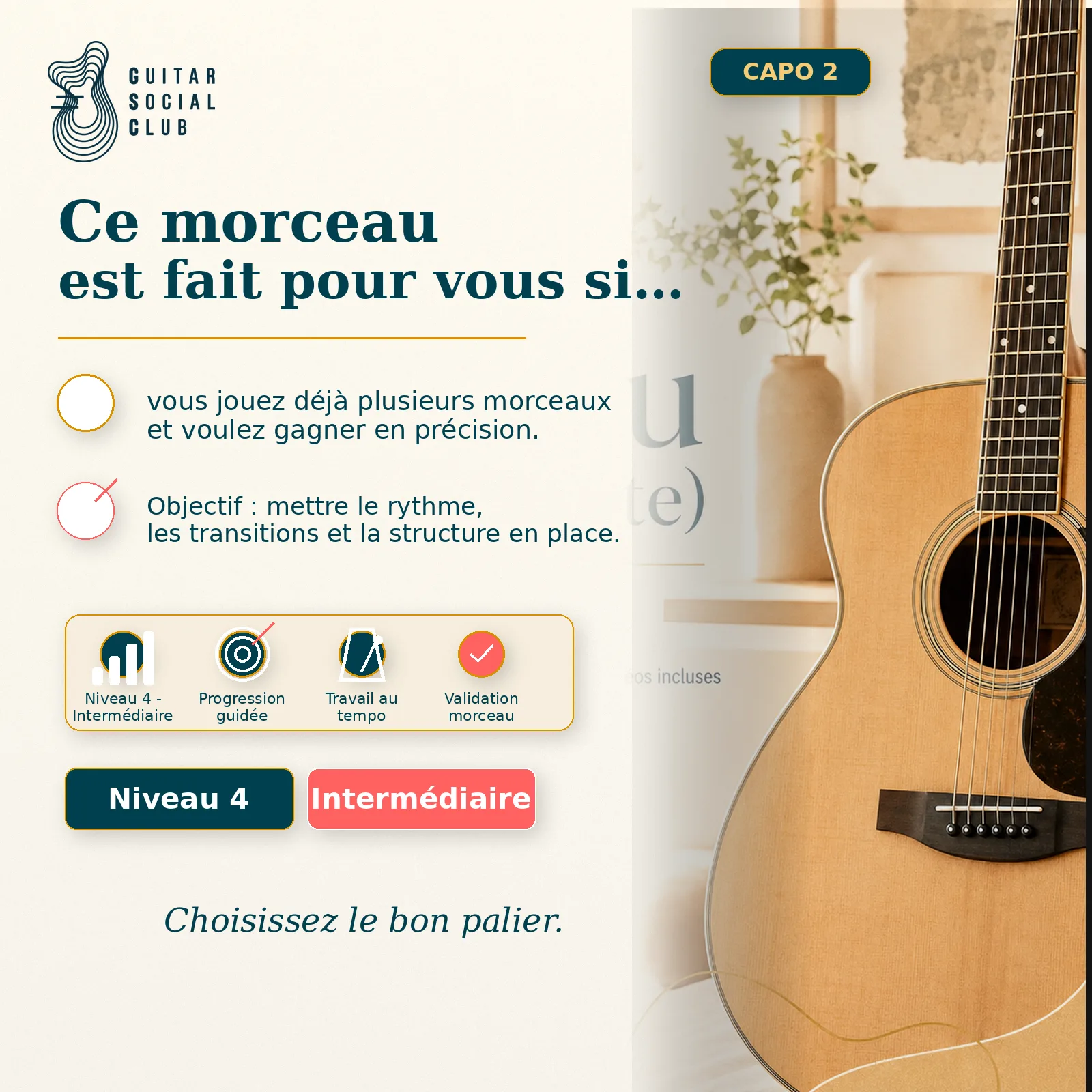 Diagnostic niveau et progression pour Sound of Silence capo 2