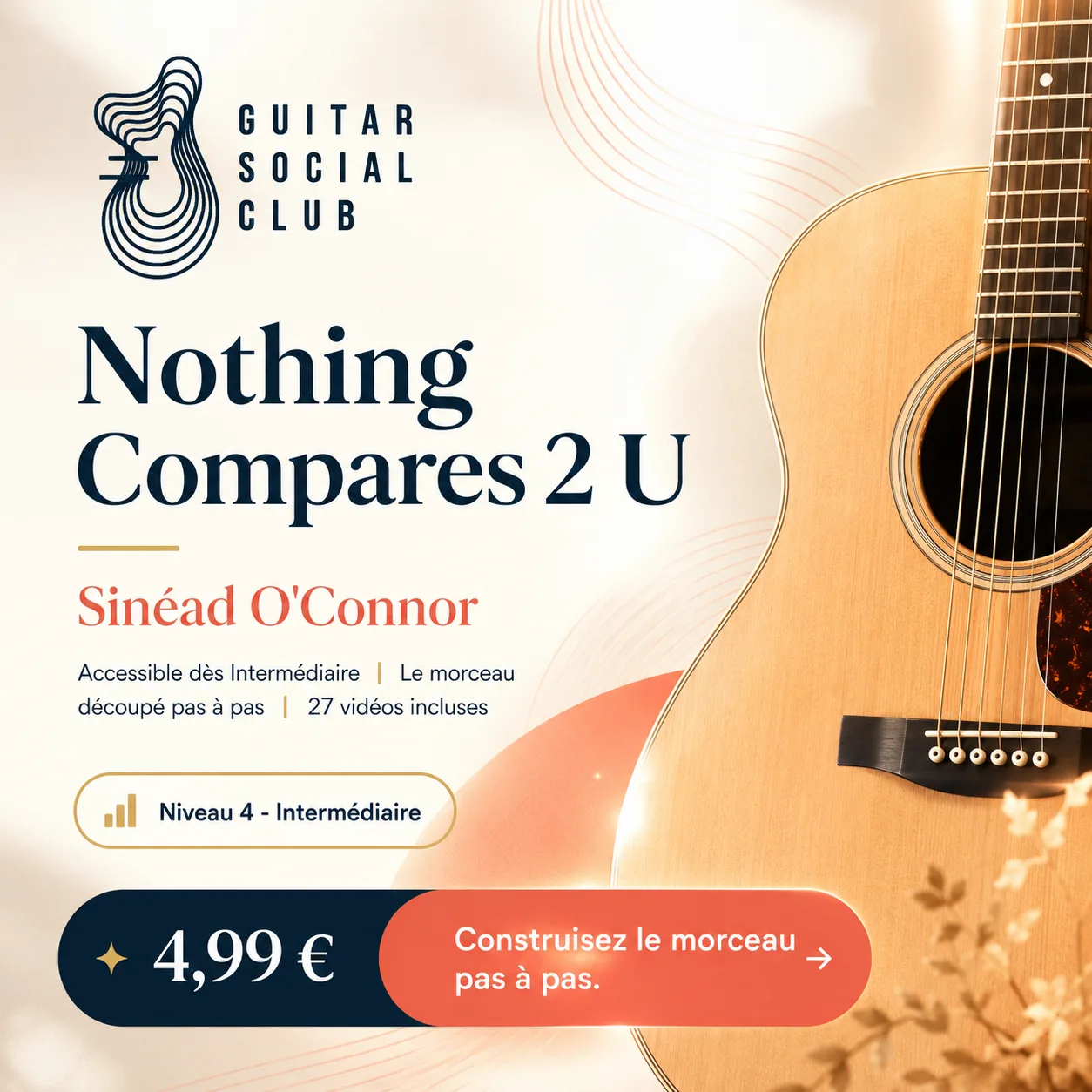 Couverture boutique lumineuse du morceau Nothing Compares 2 U - Sinéad O'Connor pour Guitar Social Club