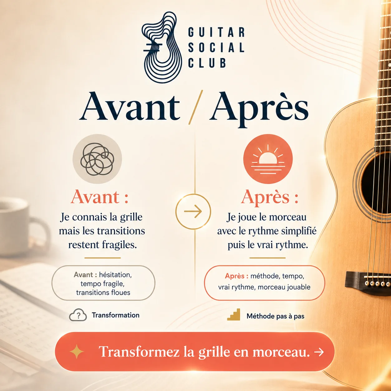 Avant après pédagogique pour transformer la grille en morceau sur Nothing Compares 2 U