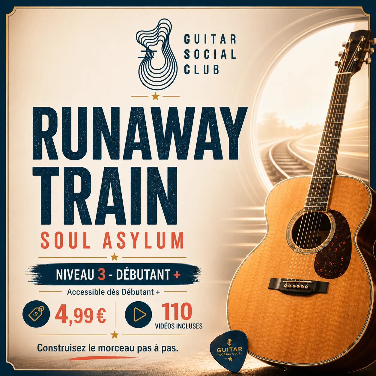 Couverture boutique lumineuse du morceau Runaway Train - Soul Asylum pour Guitar Social Club