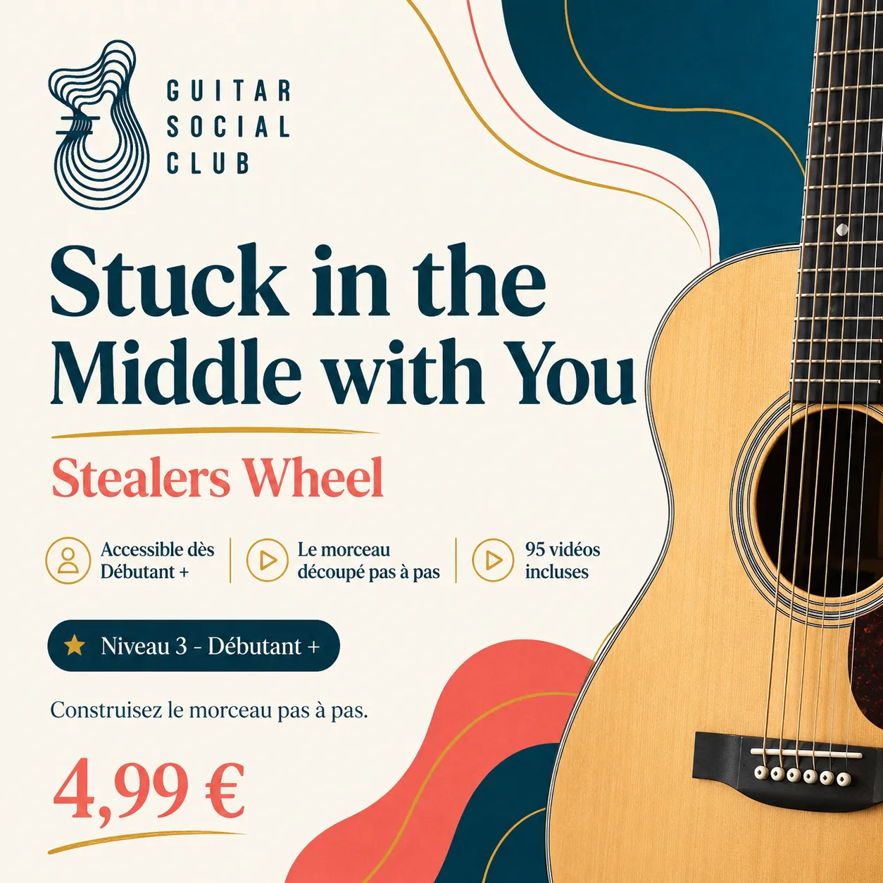Couverture boutique lumineuse de Stuck in the Middle with You avec univers pop acoustique accessible