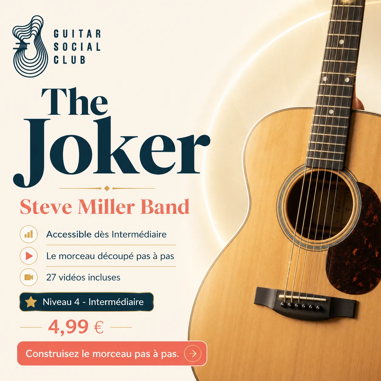 Couverture boutique lumineuse du morceau The Joker - Steve Miller Band pour Guitar Social Club