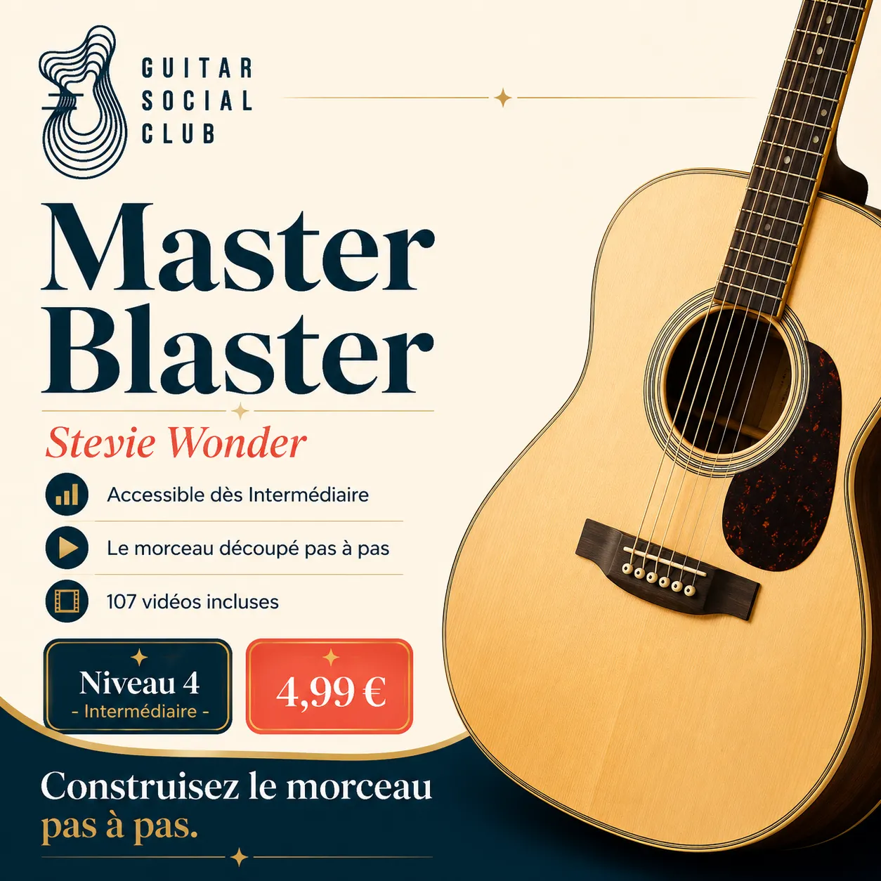 Couverture boutique lumineuse du morceau Master Blaster - Stevie Wonder pour Guitar Social Club