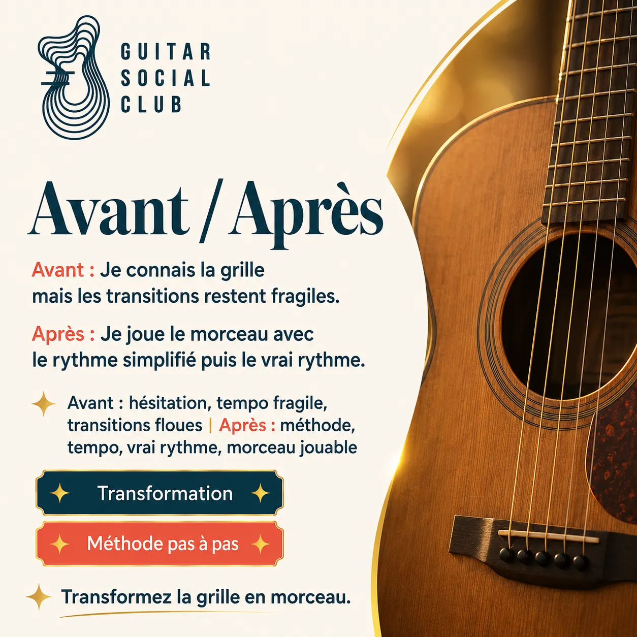 Avant après pédagogique pour transformer la grille en morceau sur Englishman in New York