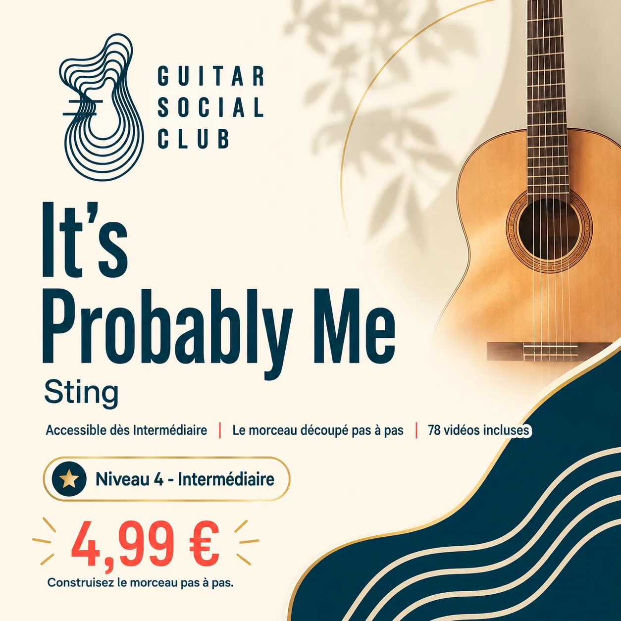 Couverture boutique lumineuse du morceau It's Probably Me - Sting pour Guitar Social Club