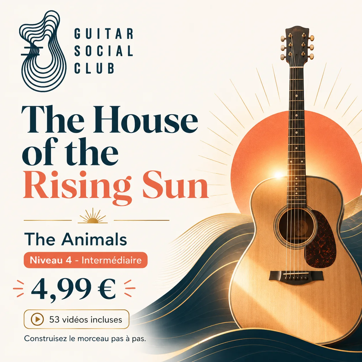 Couverture boutique lumineuse du morceau The House of the Rising Sun - The Animals pour Guitar Social Club