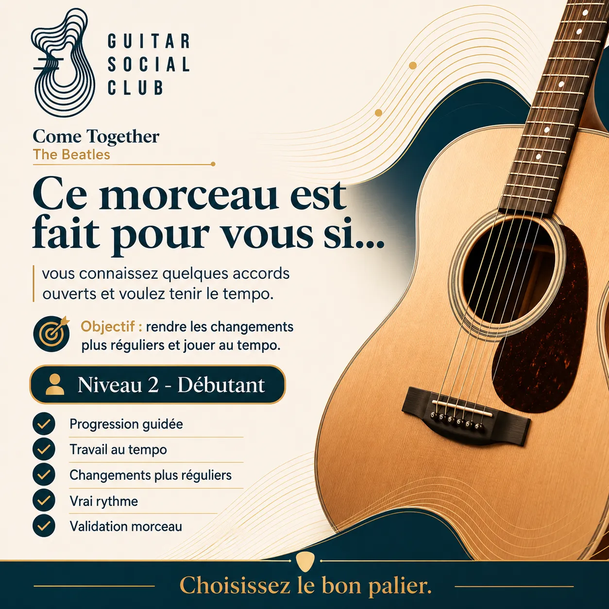Diagnostic niveau débutant pour Come Together
