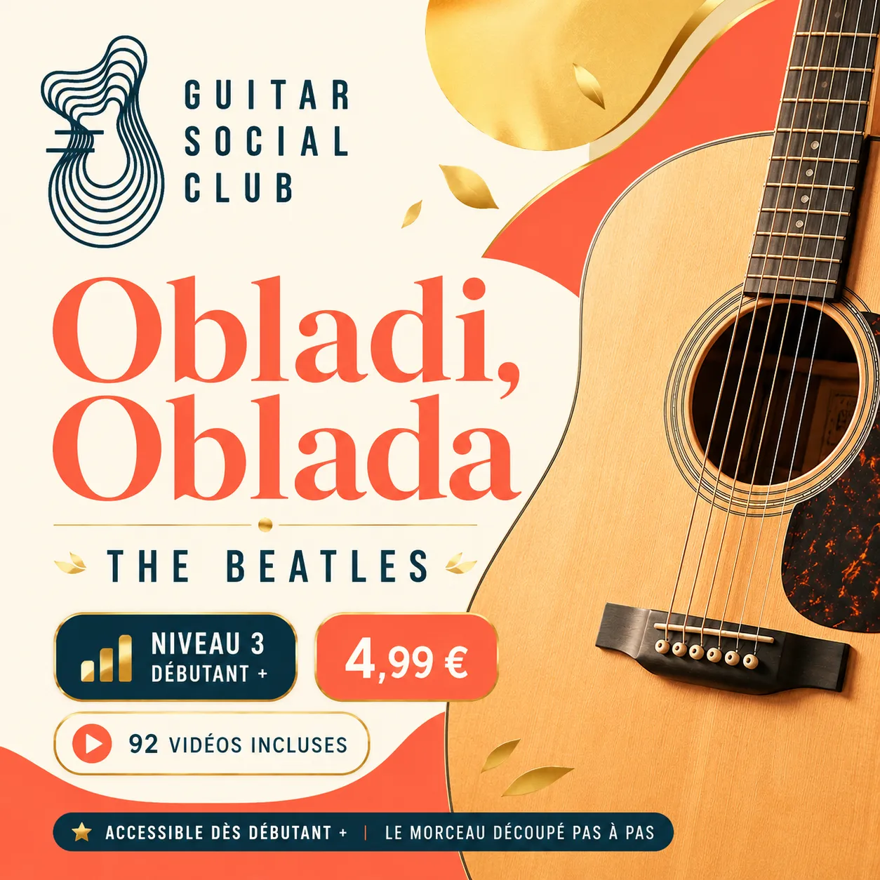 Couverture boutique lumineuse du morceau Obladi, Oblada - The Beatles pour Guitar Social Club