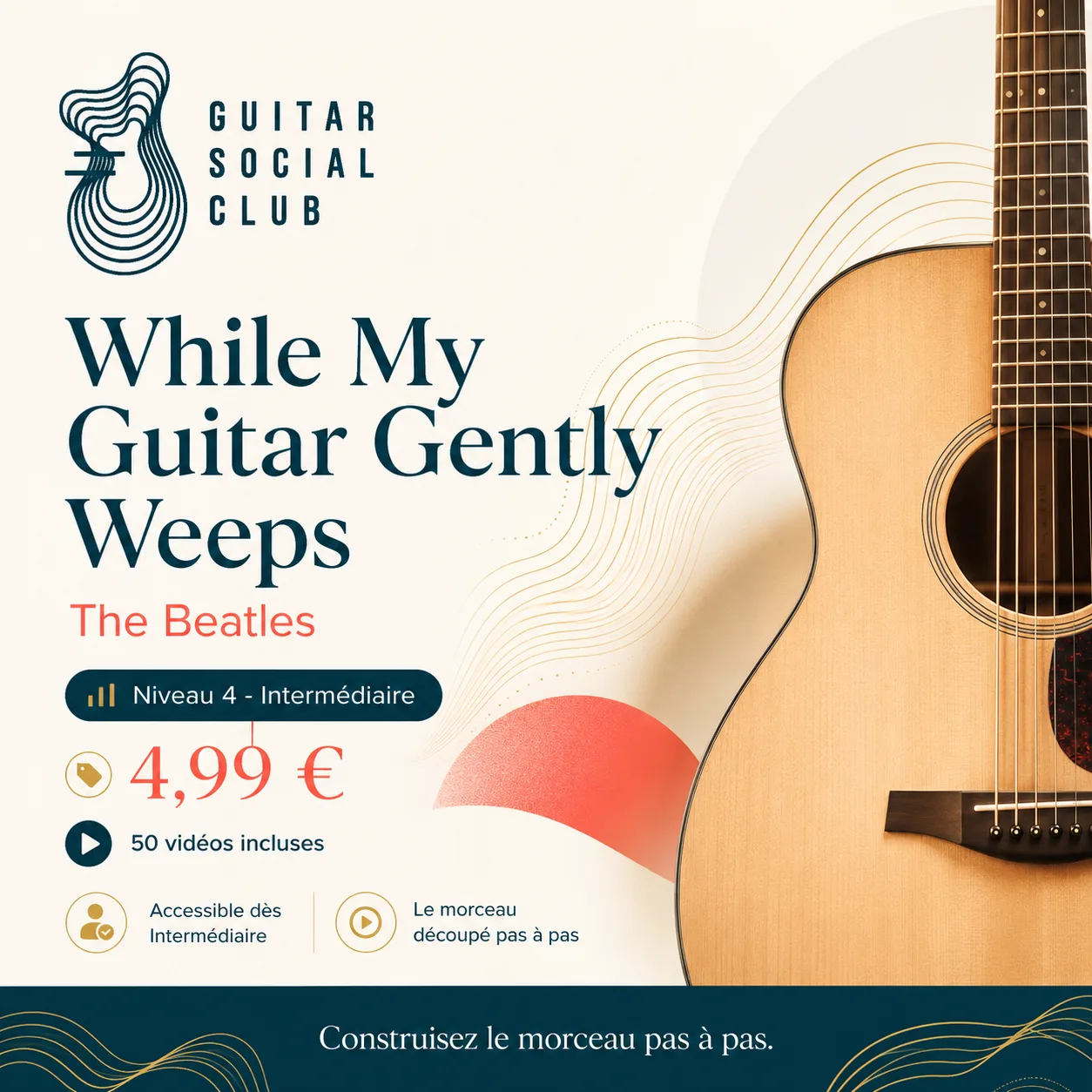 Couverture boutique lumineuse du morceau While My Guitar Gently Weeps - The Beatles pour Guitar Social Club