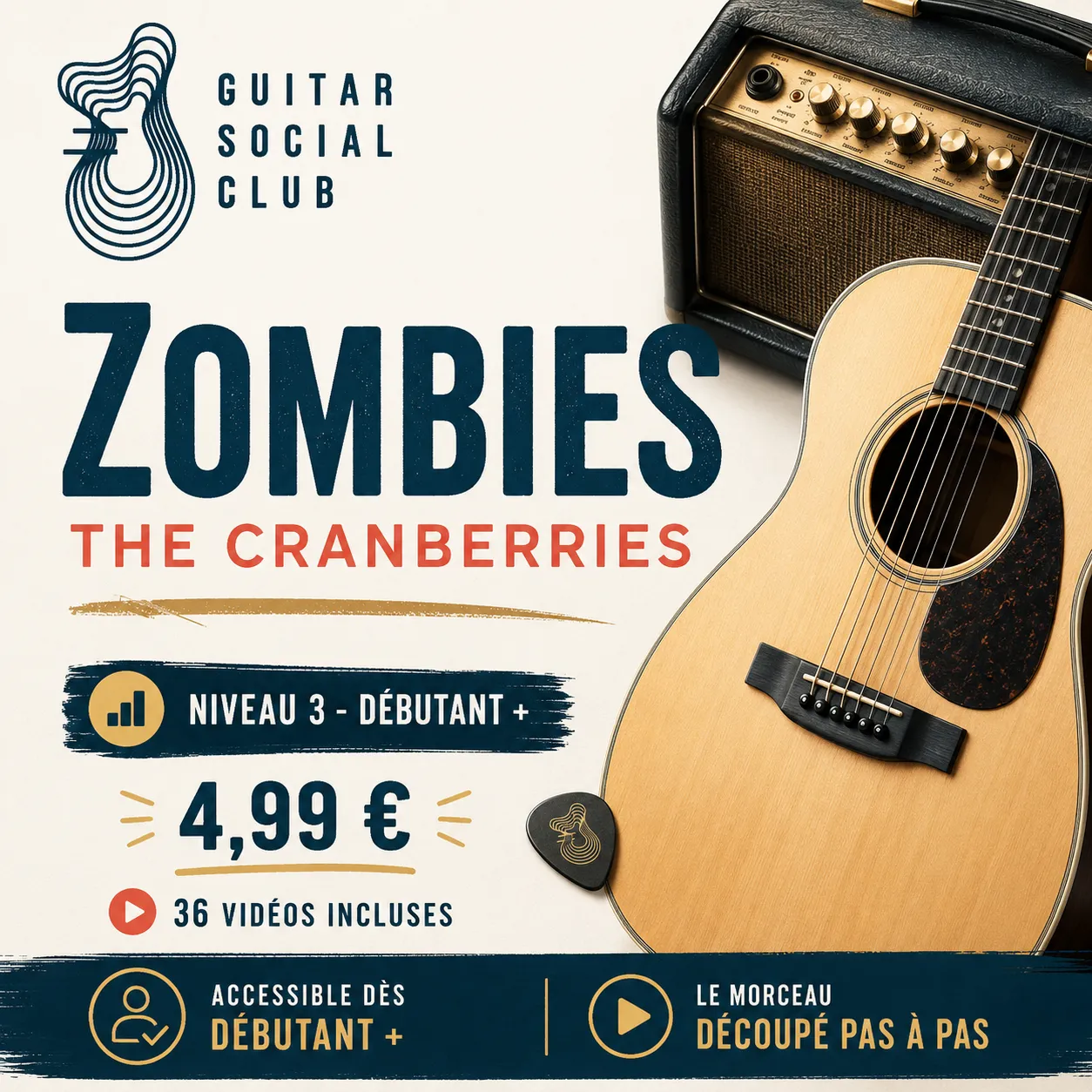 Couverture boutique lumineuse du morceau Zombies - The Cranberries pour Guitar Social Club