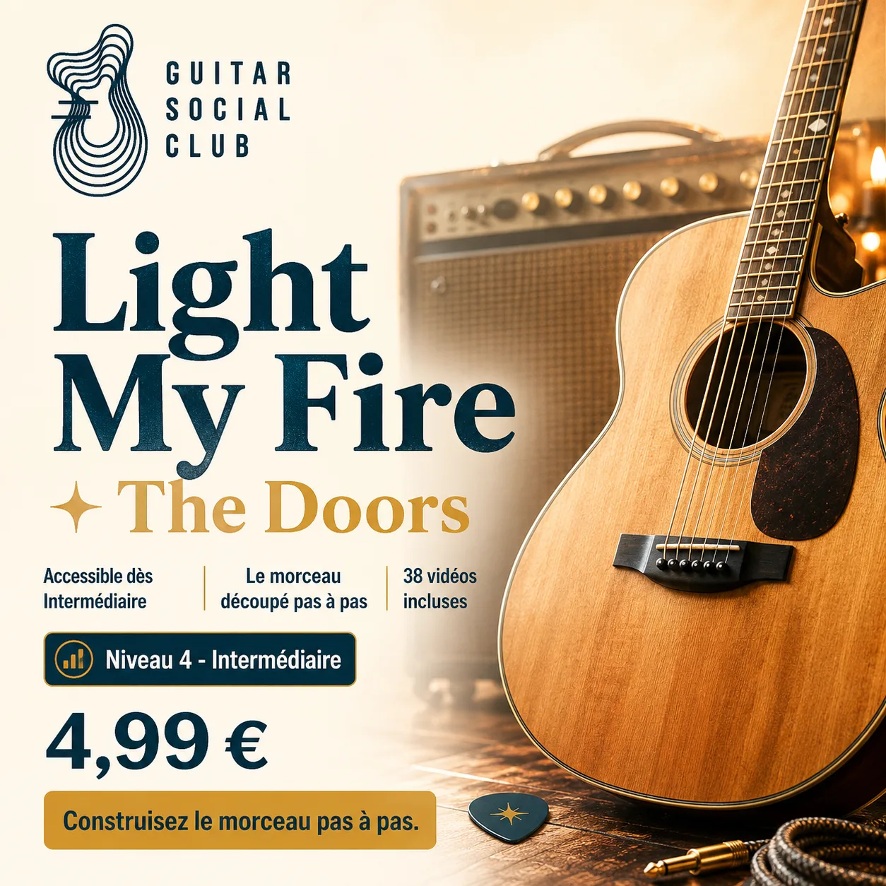 Couverture boutique lumineuse du morceau Light My Fire - The Doors pour Guitar Social Club
