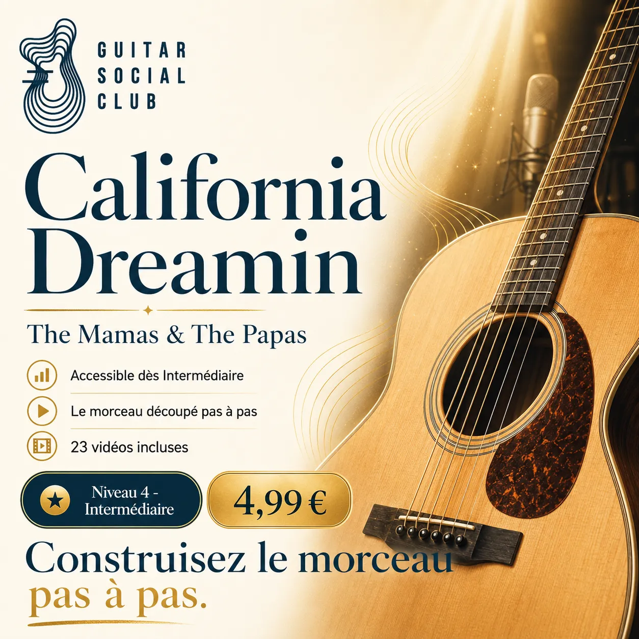 Couverture boutique lumineuse du morceau California Dreamin - The Mamas & The Papas pour Guitar Social Club