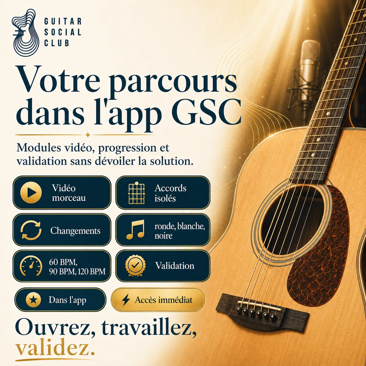 Mockup app Guitar Social Club du parcours California Dreamin