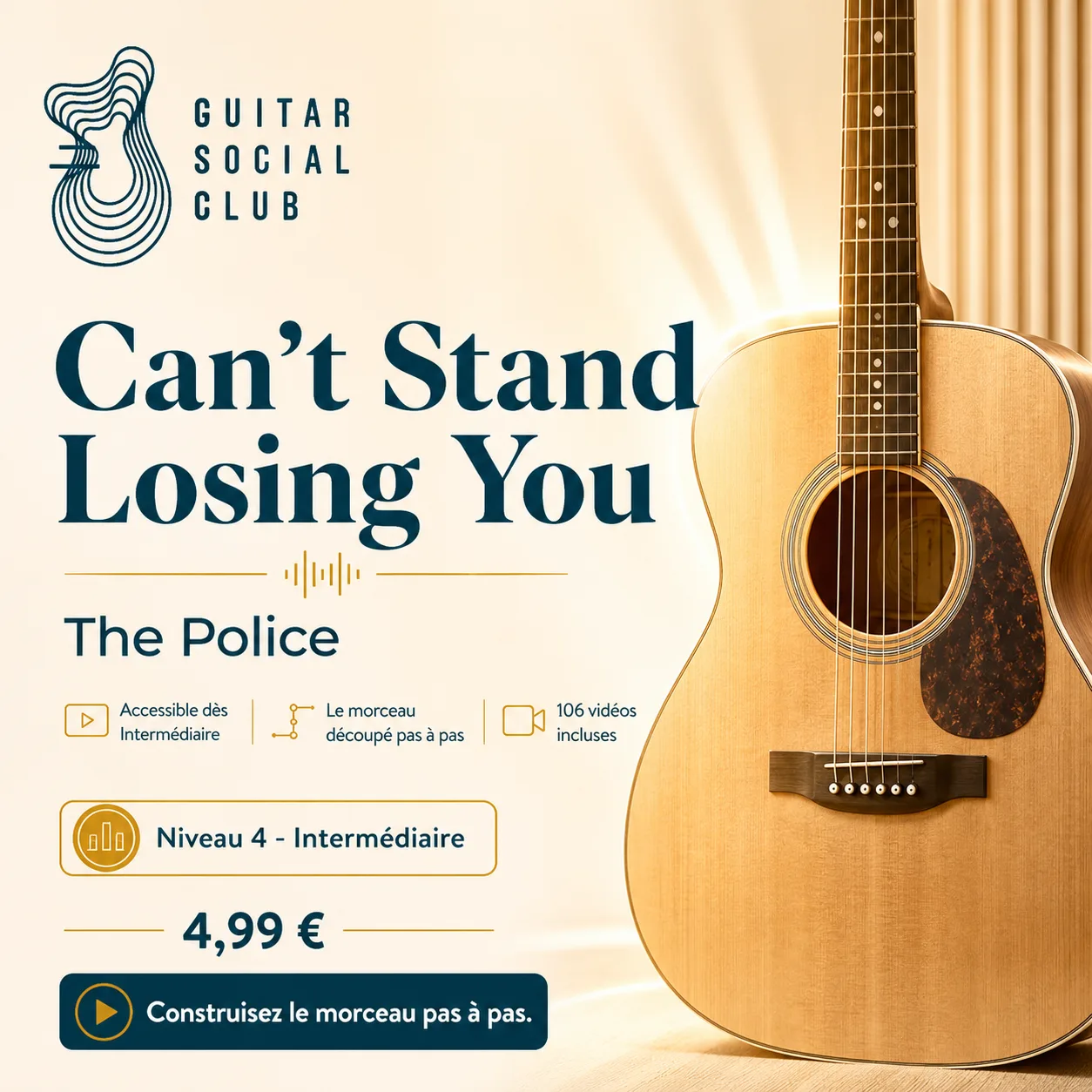 Couverture boutique lumineuse du morceau Can't Stand Losing You - The Police pour Guitar Social Club