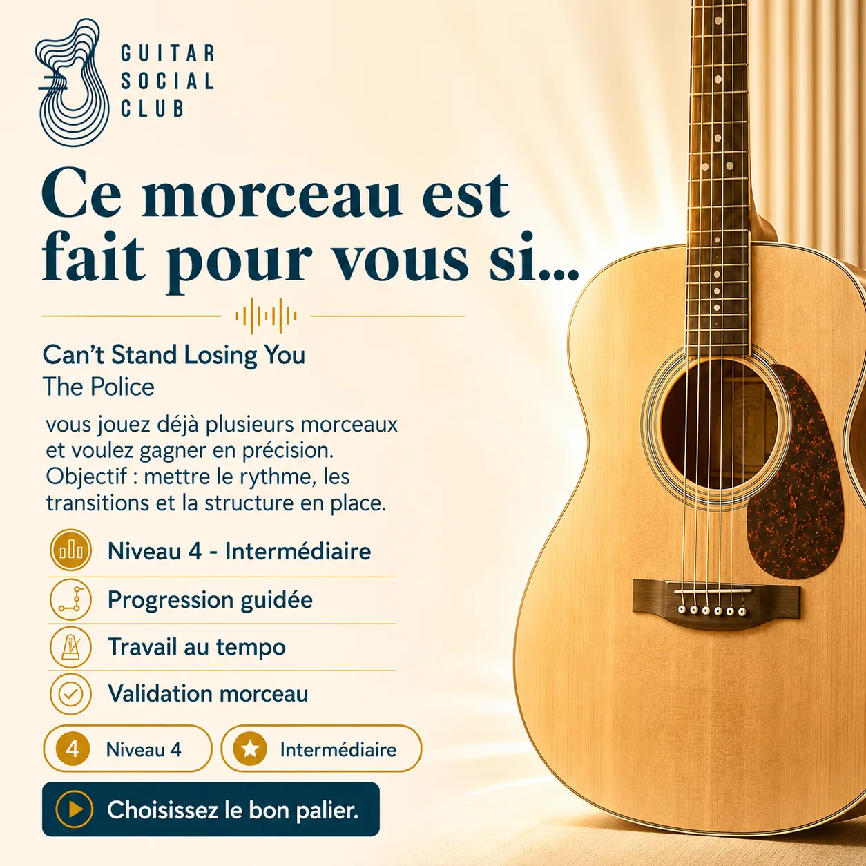 Diagnostic niveau et progression pour Can't Stand Losing You
