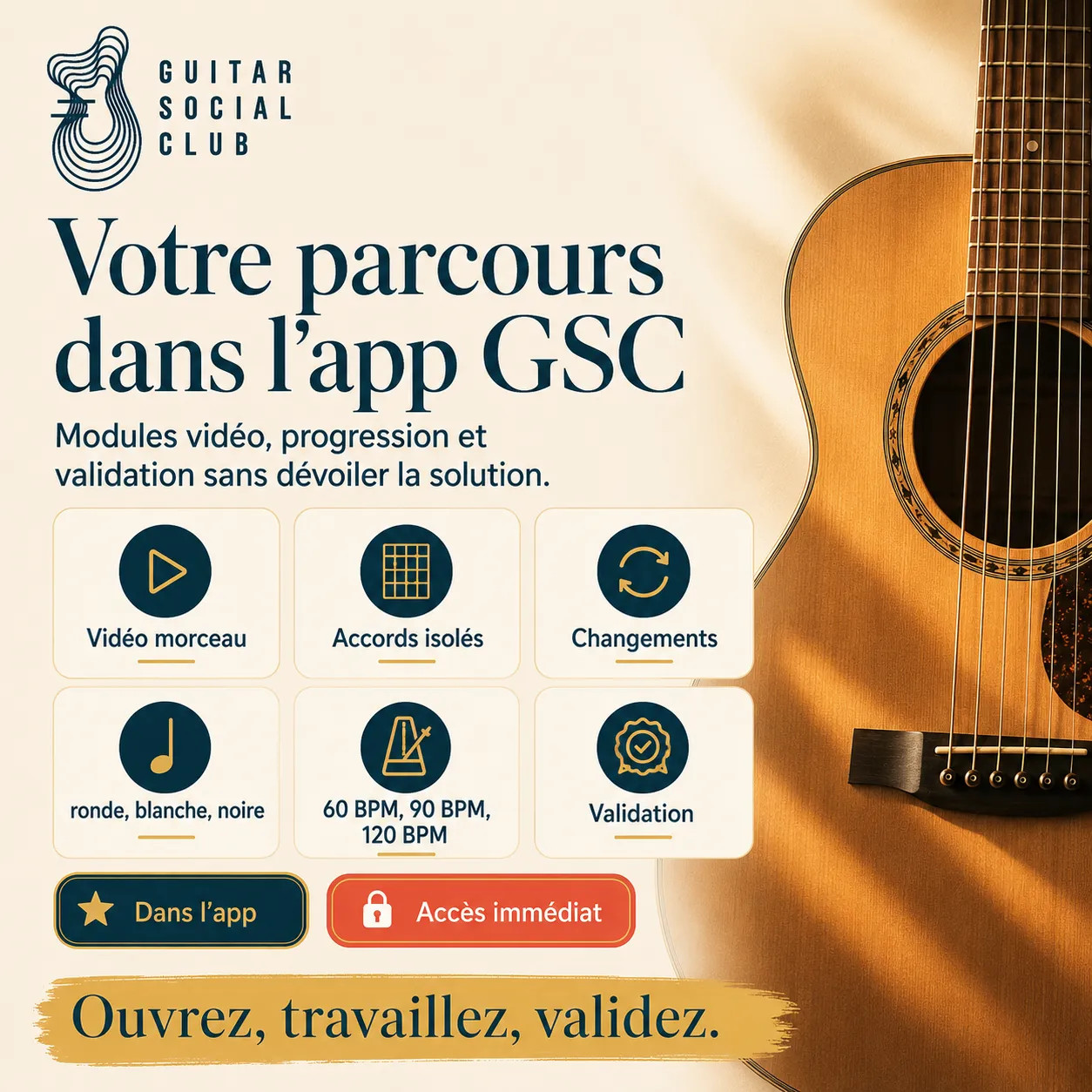 Mockup app Guitar Social Club du parcours Every Breath You Take