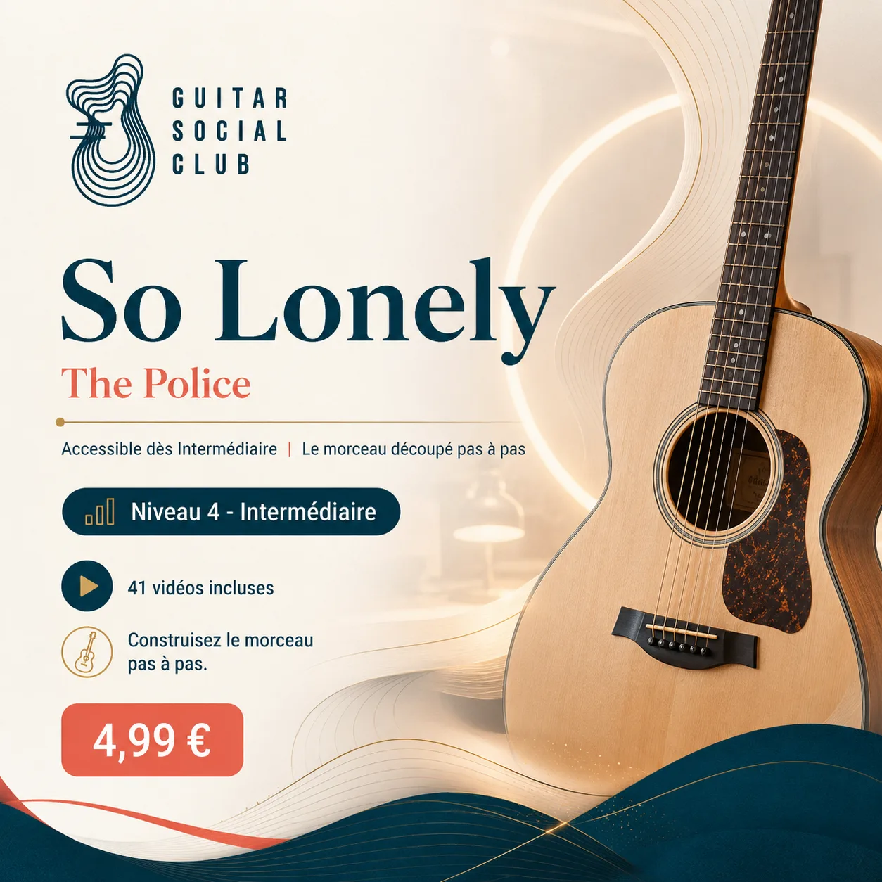 Couverture boutique lumineuse du morceau So Lonely - The Police pour Guitar Social Club