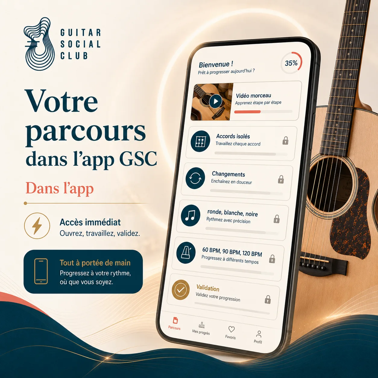Mockup app Guitar Social Club du parcours So Lonely