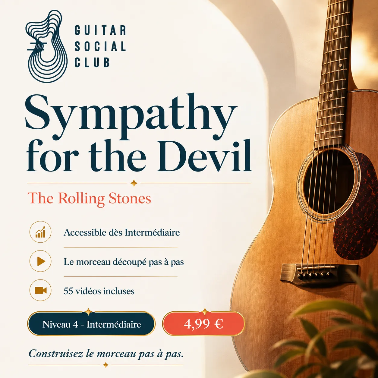 Couverture boutique lumineuse du morceau Sympathy for the Devil - The Rolling Stones pour Guitar Social Club