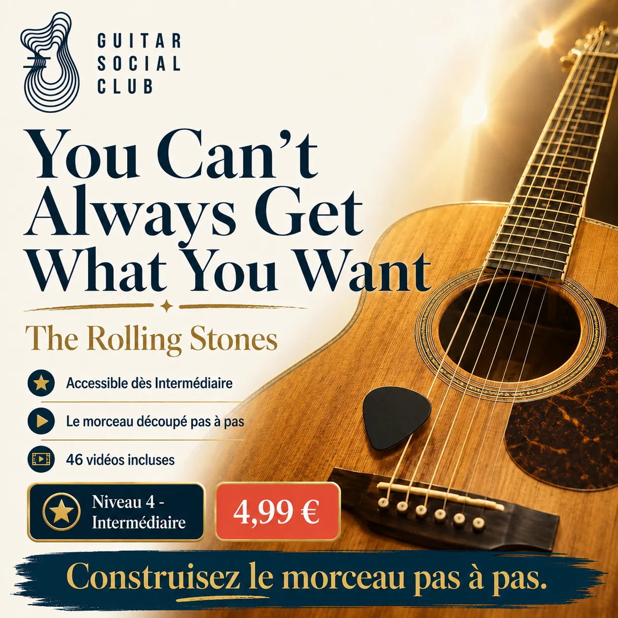 Couverture boutique lumineuse du morceau You Can't Always Get What You Want - The Rolling Stones pour Guitar Social Club