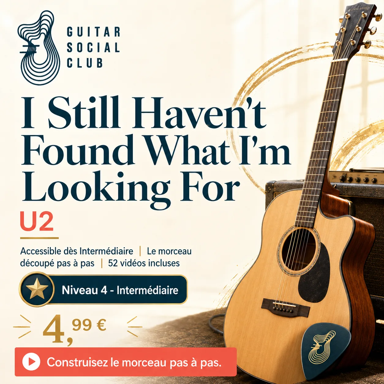 Couverture boutique lumineuse du morceau I Still Haven't Found What I'm Looking For - U2 pour Guitar Social Club