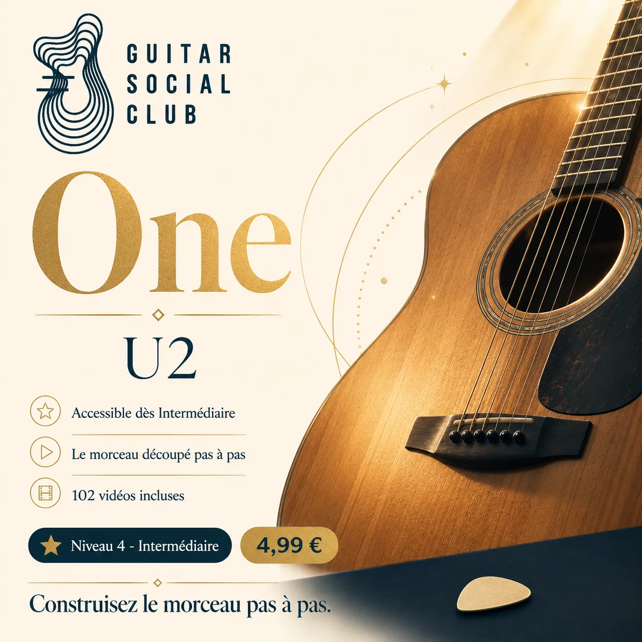 Couverture boutique lumineuse du morceau One - U2 pour Guitar Social Club