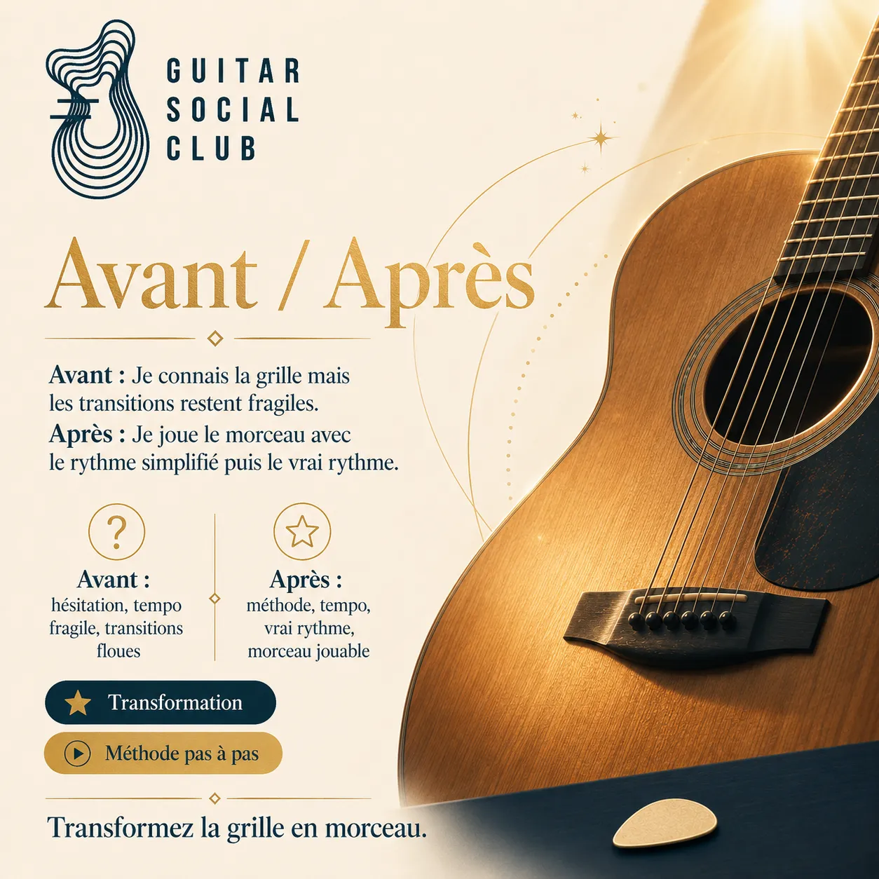 Avant après pédagogique pour transformer la grille en morceau sur One