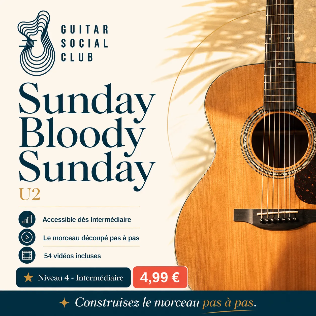 Couverture boutique lumineuse du morceau Sunday Bloody Sunday - U2 pour Guitar Social Club