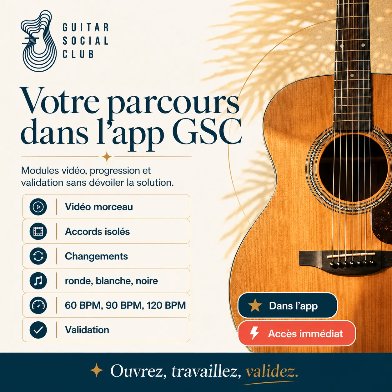 Mockup app Guitar Social Club du parcours Sunday Bloody Sunday