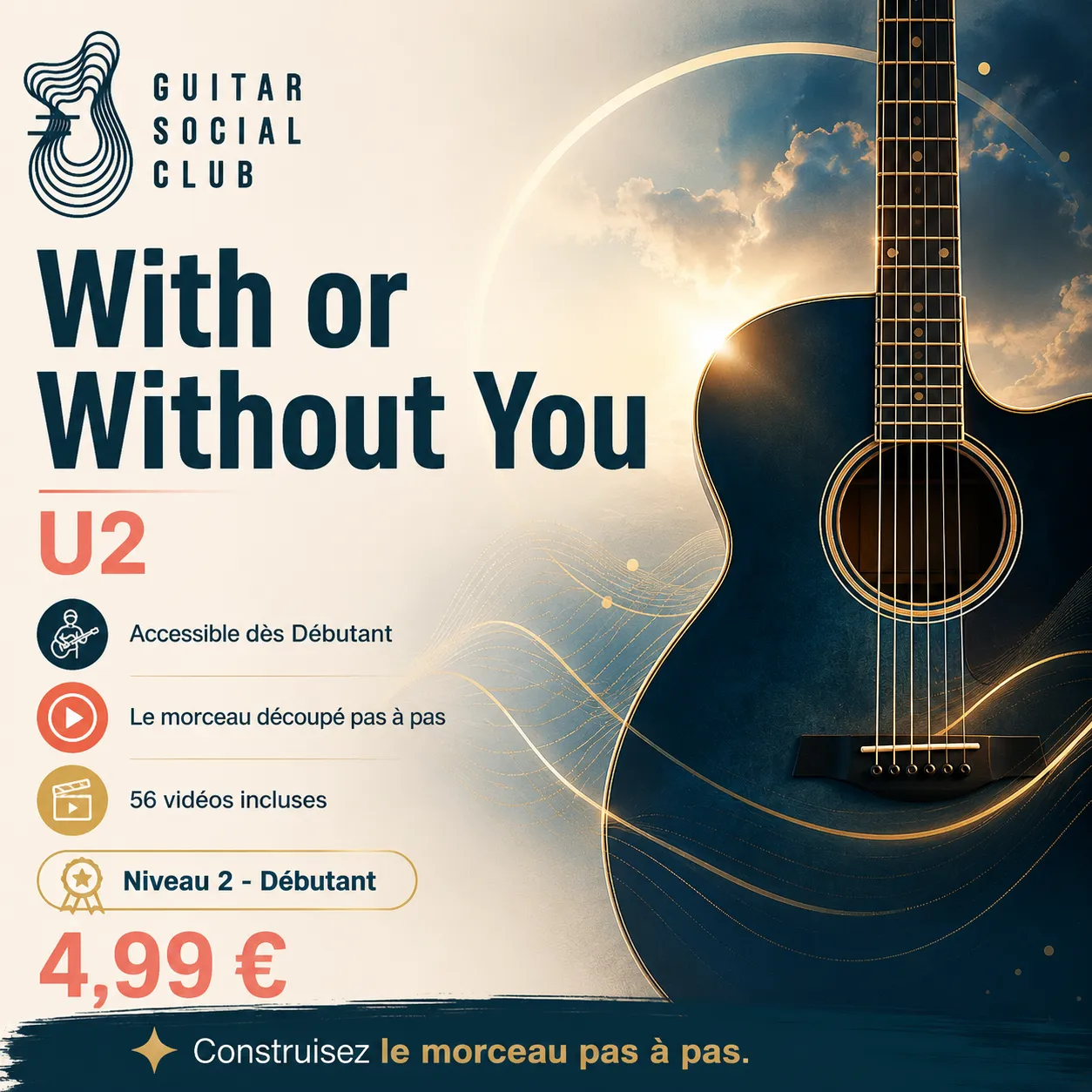 Couverture boutique lumineuse de With or Without You avec univers rock atmosphérique U2