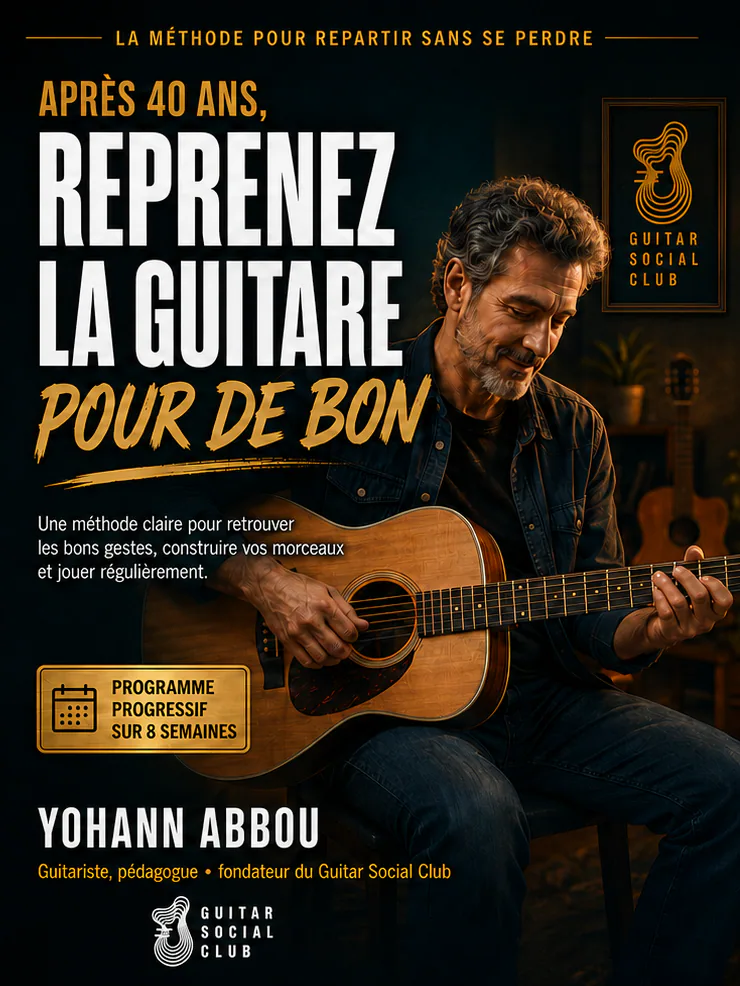 Livre Reprenez la guitare pour de bon : Contenu structuré pour progresser vite : notions essentielles, exercices guidés et repères concrets pour appliquer immédiatement la méthode en pratique réelle. pour progresser à la guitare avec une méthode claire