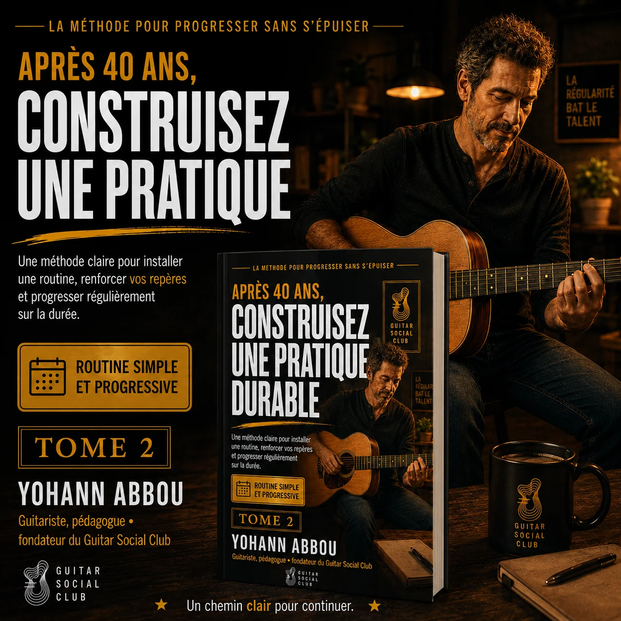 Présentation du volume 2 de Reprenez la guitare pour de bon pour consolider la reprise de la guitare après 40 ans