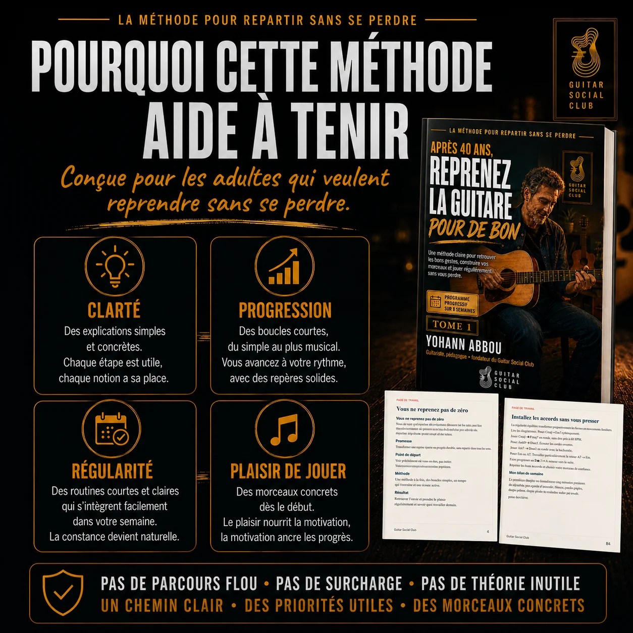Progression guidée du volume 1 pour reprendre confiance et avancer sans brûler les étapes
