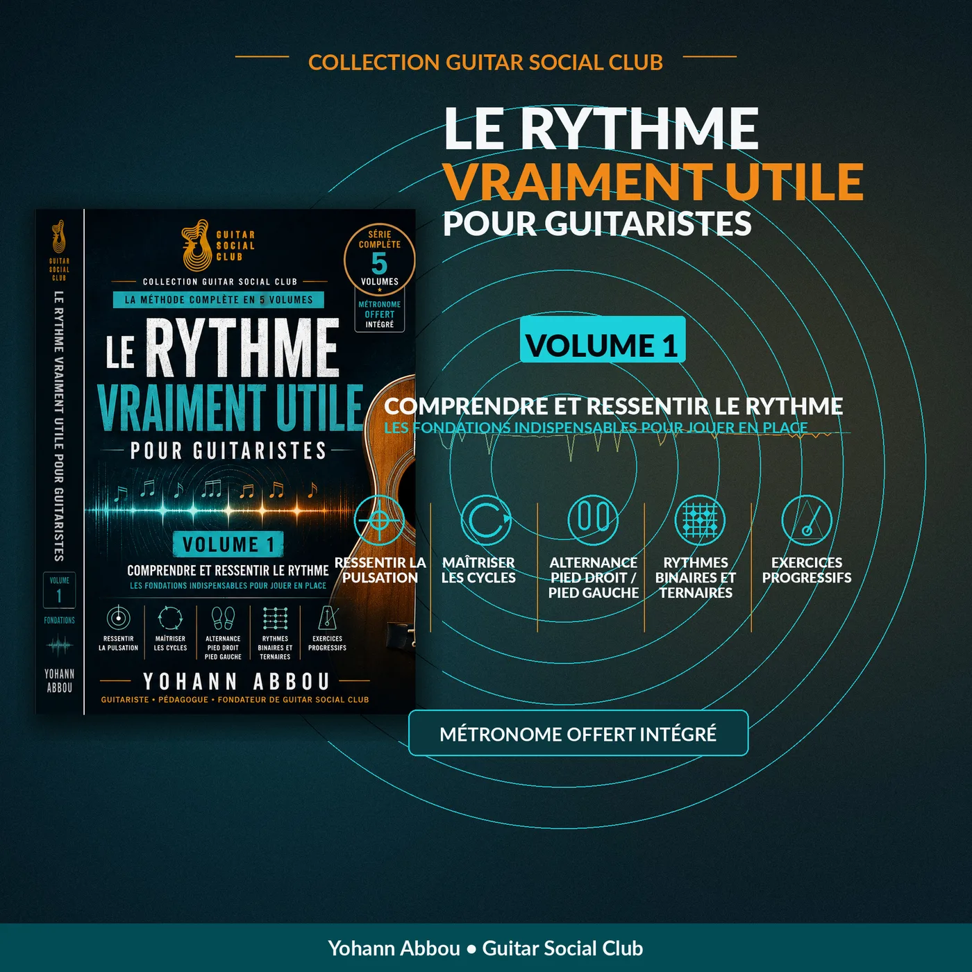 Présentation du livre Le rythme vraiment utile volume 1 pour comprendre et ressentir le rythme à la guitare avec une méthode progressive