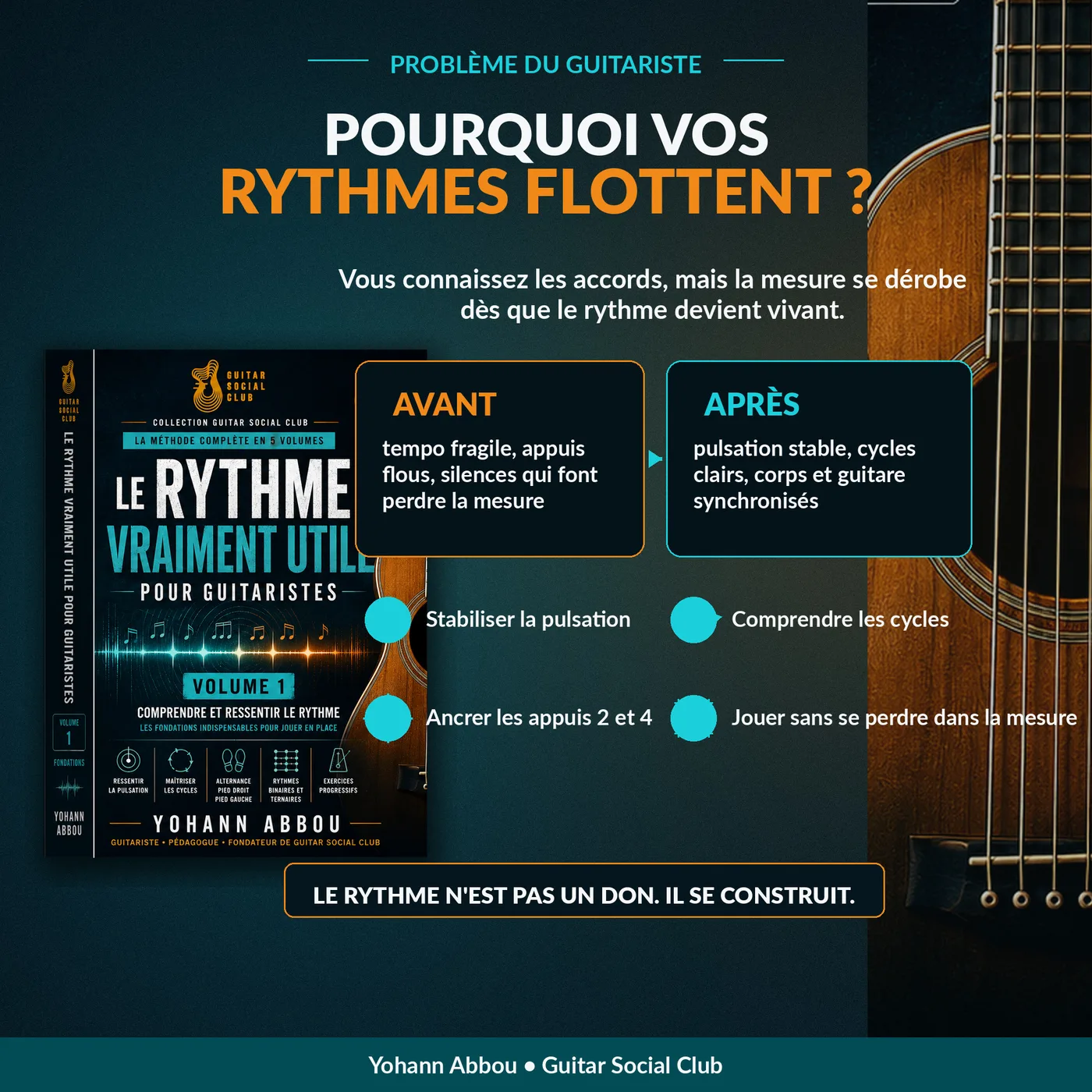 Explication des rythmes qui flottent quand la pulsation, les cycles et le placement ne sont pas encore stabilisés à la guitare