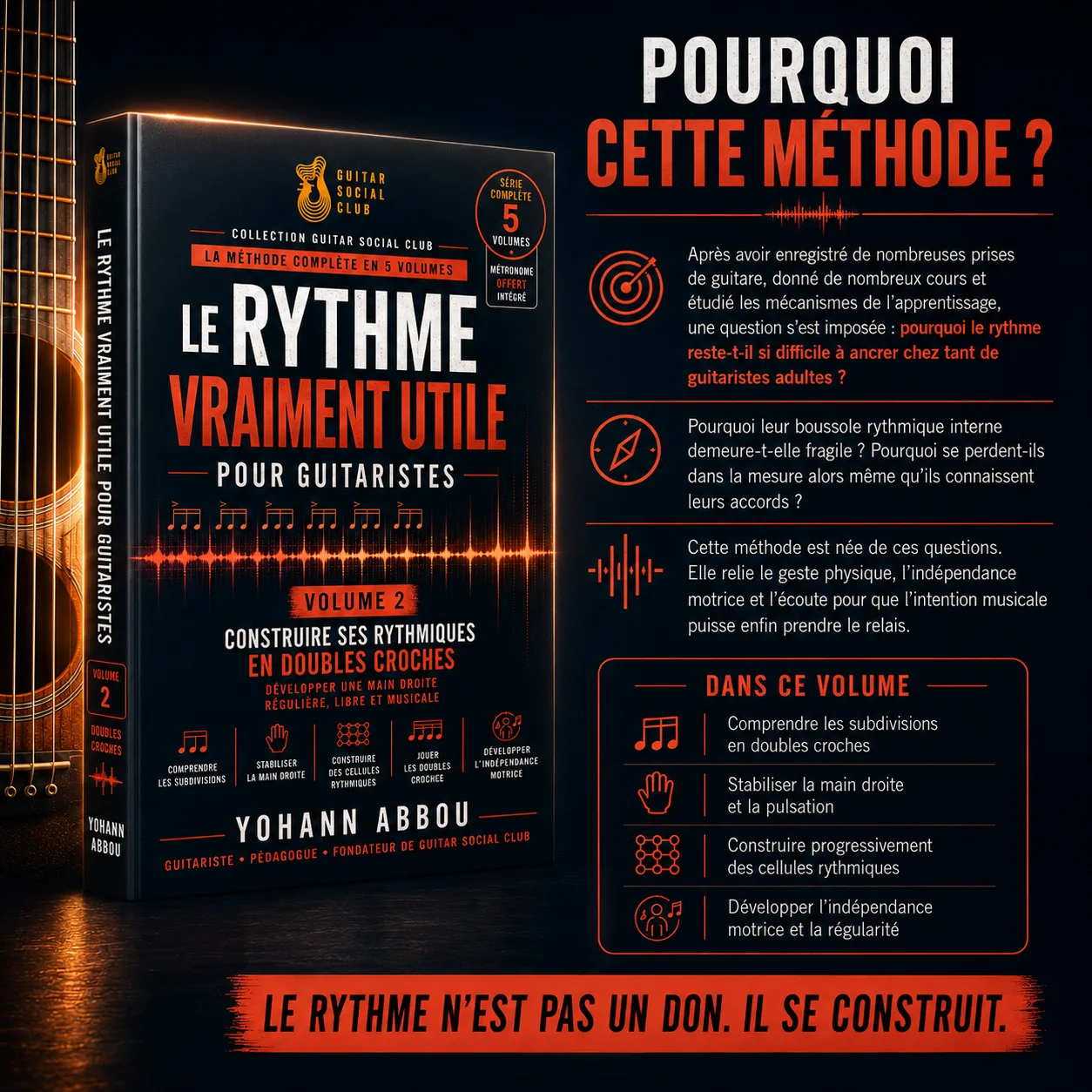 Pourquoi le rythme guitare se construit avec une méthode progressive pour stabiliser les doubles croches et la main droite