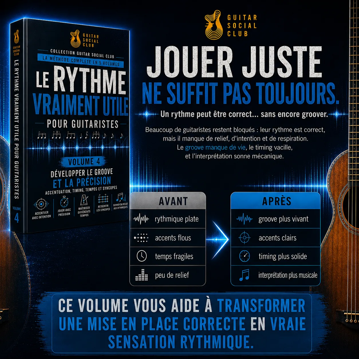 Volume 4 pour transformer une mise en place correcte en vraie sensation rythmique avec groove, timing et interprétation musicale