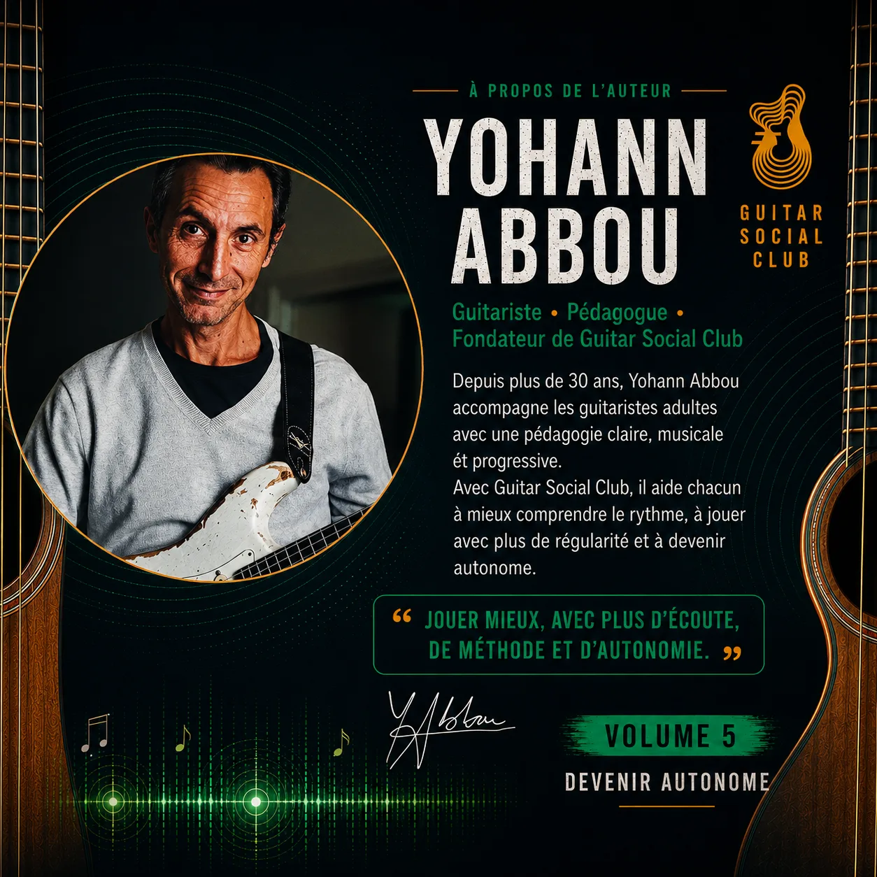 Le rythme vraiment utile volume 5 conçu par Yohann Abbou pour aider les guitaristes à jouer avec plus d’écoute, de méthode et d’autonomie