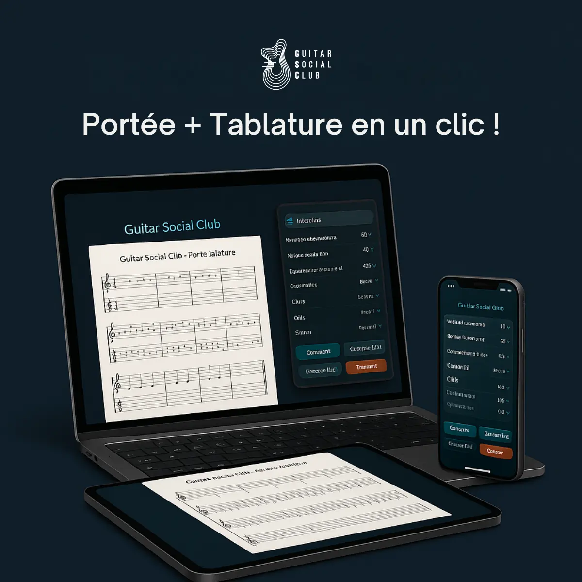 Portée + tablature vierges
