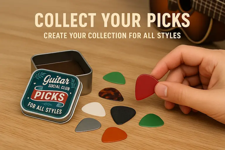 Collection de médiators pour différents styles de guitare