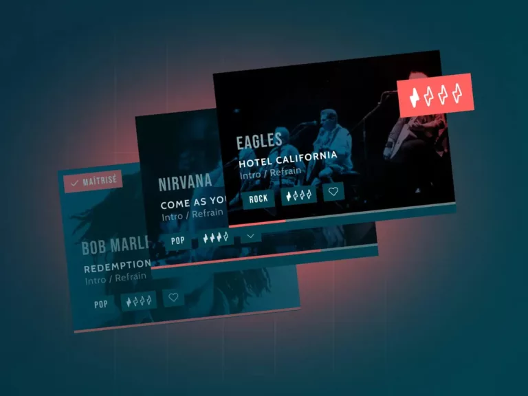 Apprendre la guitare facilement. Choisis tes morceaux favoris et laisse toi guider par notre Intelligence Artificielle qui te crée le parcours idéal pour que tu apprennes les morceaux de tes rêves le plus rapidement possible! Rejoins-nous au Guitar Social Club