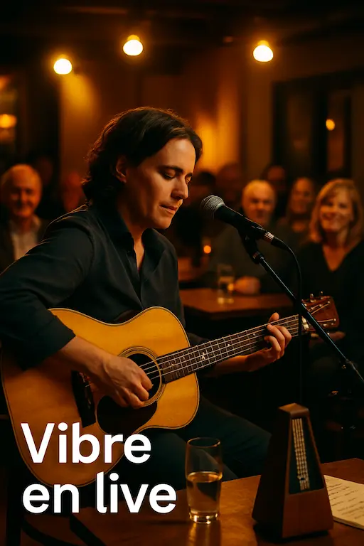 Guitariste jouant avec émotion en live