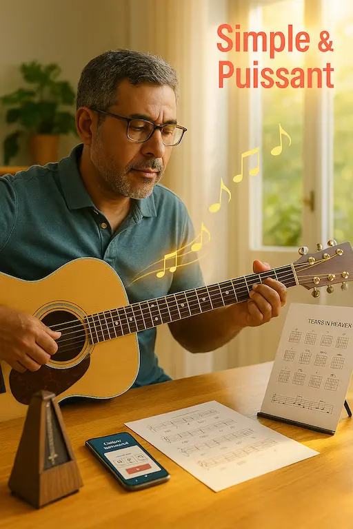 Guitariste pratiquant des chansons vibrantes