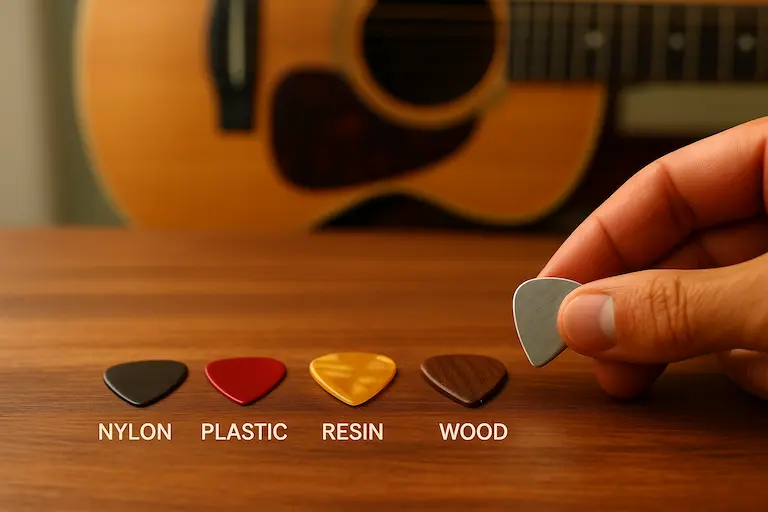 Différents matériaux de médiators nylon plastique métal Guitar Social Club