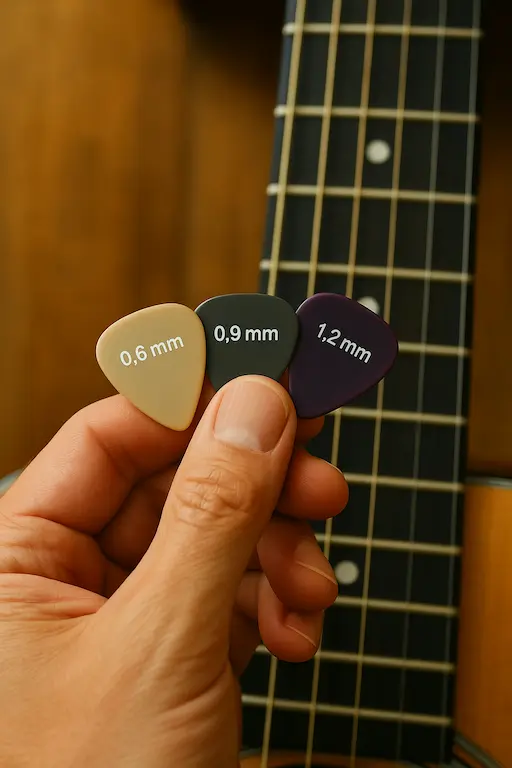 Différentes épaisseurs de médiators pour débutants Guitar Social Club