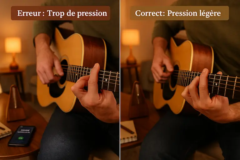 Éviter erreurs premiers accords guitare débutant