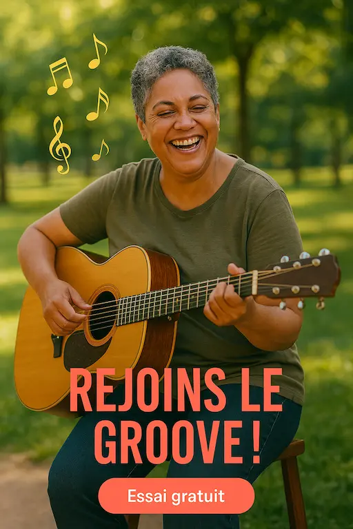 Marie Therese groovant avec sa guitare